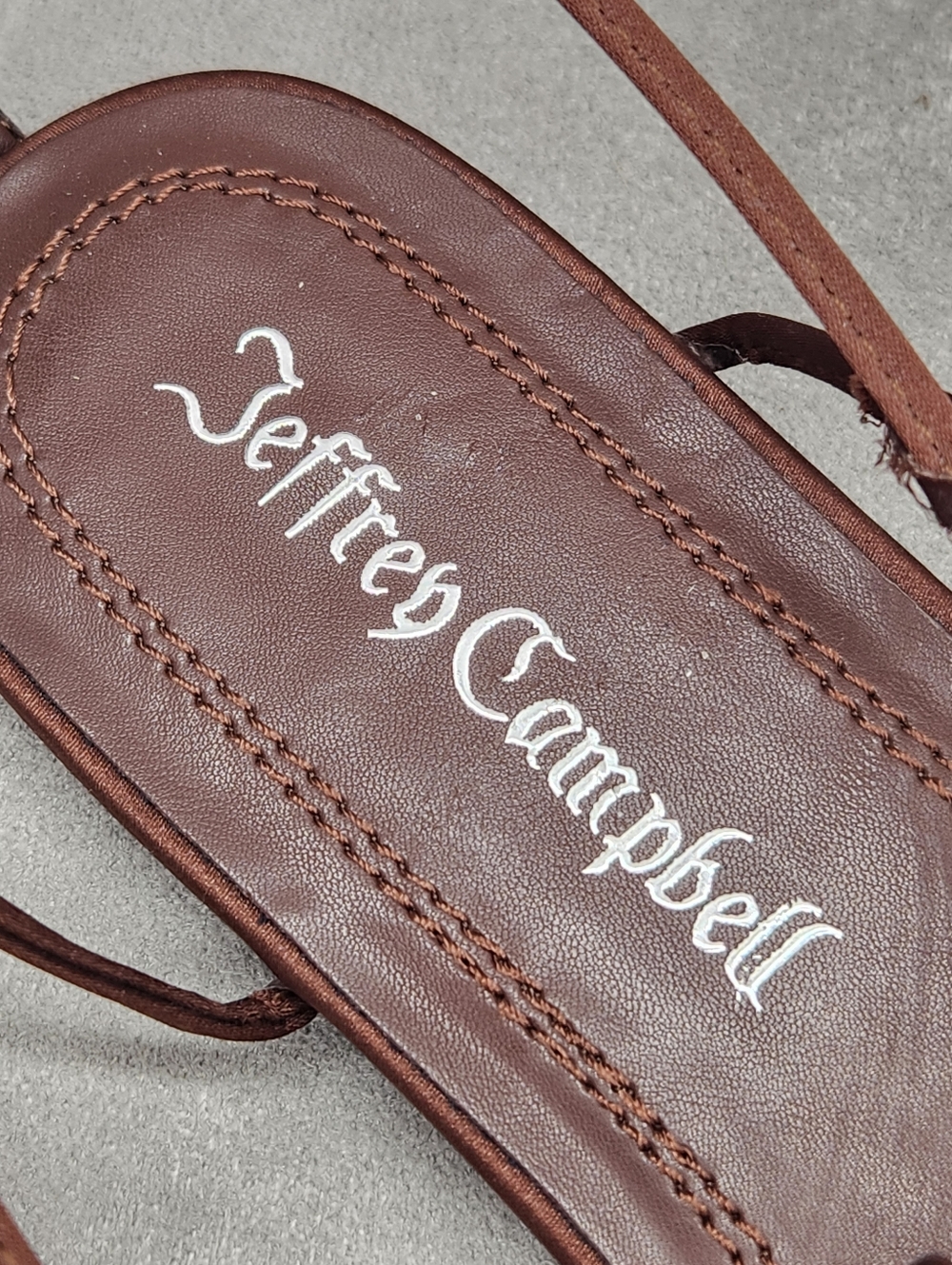 Jeffrey Campbell Sandals 8 Chocolate Brown Satin Trawl Strappy Dainty New $135 - Picture 9 of 12